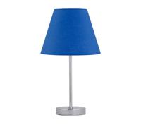firstchoicelighting Polished Chrome Table Lamp or Bedside Light, Modern Design, Royal Blue Shade, Height 35cm, LED Compatible