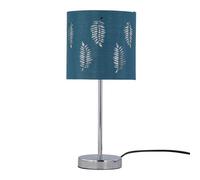 firstchoicelighting Polished Chrome Table Lamp or Bedside Light, Modern Design, Teal Leaf Cut Out Shade, Height 35cm, LED Compatible