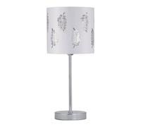 firstchoicelighting Polished Chrome Table Lamp or Bedside Light, Modern Design, White Leaf Cut Out Shade, Height 37cm, LED Compatible