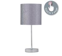 First Choice Lighting Chrome Touch Operated Table Lamp With Silver Glitter Shade