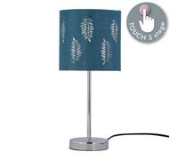 firstchoicelighting Chrome Touch Operated Table Lamp with Teal Fern Shade