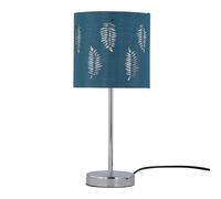 firstchoicelighting Touch Operated Chrome Table Lamp or Bedside Light, Modern Design, Teal Fern Shade, Height 35cm, LED Compatible