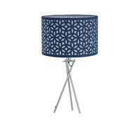 Chrome Tripod Table Lamp with Navy Blue Laser Cut Shade First Choice Lighting Silver One Size