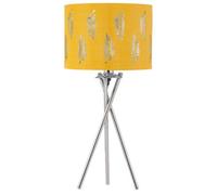 First Choice Lighting Chrome Tripod Table Lamp With Ochre Fern Cut Out Shade