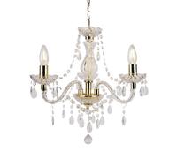 First Choice Lighting Clear & Gold Marie Therese Style 3 x 40W Chandelier First Choice Lighting Clear