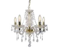 First Choice Lighting Clear & Gold Marie Therese Style 5 x 40W Chandelier First Choice Lighting Clear