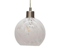 First Choice Lighting Confetti - Glass Globe with Satin Nickel Pendant Fitting in White First Choice Lighting White