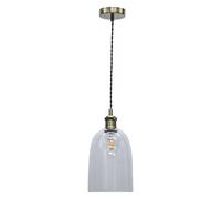 First Choice Lighting Dallas Antique Brass With Clear Domed Glass Pendant Light