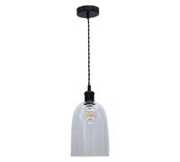 First Choice Lighting Dallas Black With Clear Domed Glass Pendant Light
