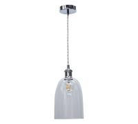 First Choice Lighting Dallas Polished Chrome With Clear Domed Glass Pendant Light