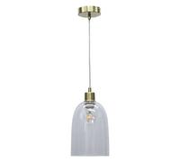 First Choice Lighting Dallas Satin Brass With Clear Domed Glass Pendant Light