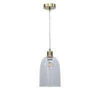 First Choice Lighting Dallas Satin Brass With Clear Domed Glass Pendant Light