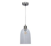 First Choice Lighting Dallas Satin Nickel With Clear Domed Glass Pendant Light