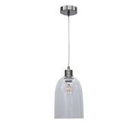 First Choice Lighting Dallas Satin Nickel With Clear Domed Glass Pendant Light