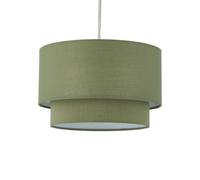 Modern Ceiling Light Shade, Sage Green Cotton, Tiered Design, Easy Fit Pendant Shade for Living Room or Bedroom