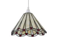 First Choice Lighting Ely - Tiffany Cream & Red Easy Fit Pendant Shade First Choice Lighting Multicolor