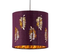 Burgundy Table Lamp Shade, Lampshade for Table Lamp or Bedside Light, Fern Leaf Cut Out Design, Diameter 15cm