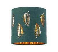 Dark Green Table Lamp Shade, Lampshade for Table Lamp or Bedside Light, Fern Leaf Cut Out Design, Diameter 15cm