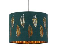 firstchoicelighting Dark Green Pendant Shade, Easy Fit Ceiling Lightshade, Fern Leaf Cut Out Design, Diameter 30cm