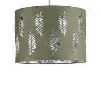 firstchoicelighting Sage Green Pendant Shade, Easy Fit Ceiling Lightshade, Fern Leaf Cut Out Design, Diameter 30cm