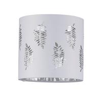 White Table Lamp Shade, Lampshade for Table Lamp or Bedside Light, Fern Leaf Cut Out Design, Diameter 15cm