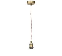 firstchoicelighting Vintage Ceiling Pendant Light, Antique Brass Finish Retro Design Suspension Kit, Includes Ceiling Rose Brown Braided Cable and Lampholder, Height Adjustable