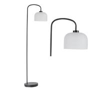 Francine - Black Arched Floor Lamp with Frosted Glass Shade First Choice Lighting Black One Size