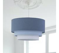 firstchoicelighting Modern Ceiling Light Shade, Blue Ombre Linen, Layered Design, Easy Fit Pendant Shade for Living Room or Bedroom