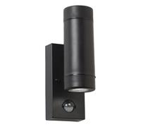 firstchoicelighting Black Polypropylene Outdoor Security Up Down Wall Light, PIR Motion Sensor, IP44 Rated Coastal Lighting, LED Compatible