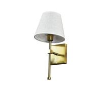 First Choice Lighting Horrace - Satin Brass Rechargeable Wall Light with Linen Shade in Gold First Choice Lighting Gold