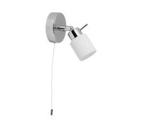 First Choice Lighting Iona - Chrome Opal Glass Ip44 Pull Cord Bathroom Wall Spotlight