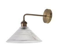 First Choice Lighting Isaac - Antique Brass Wall Light With Fluted Glass Shade