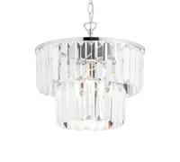 First Choice Lighting Knightsbridge - Two Tier Glass Ceiling Pendant Light in Silver First Choice Lighting Silver