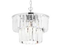 First Choice Lighting Knightsbridge - Two Tier Glass Ceiling Pendant Light in Silver First Choice Lighting Silver