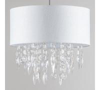 First Choice Lighting Large 40Cm Easy Fit Shade Textured White Silver Fleck Acrylic Droplets