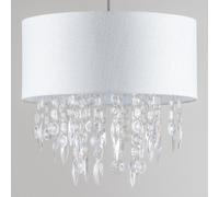 First Choice Lighting Large 40cm Easy Fit Shade Textured White Silver Fleck Acrylic Droplets First Choice Lighting White