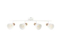First Choice Lighting Larren - Matt White & Wood Detail 4 Way Adjustable Ceiling Spotlight First Choice Lighting White