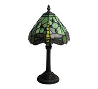 First Choice Lighting Laurel - Green Tiffany Dragonfly 36cm Table Lamp in Bronze First Choice Lighting Bronze