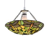 First Choice Lighting Laurel - Green Tiffany Dragonfly Uplight Easy Fit Pendant Shade
