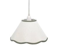 First Choice Lighting Libby - Natural Linen with Sage Green Trim 27cm Pendant or Lamp Shade in White First Choice Lighting White