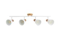 First Choice Lighting Lorel - Matt White & Wood Detail 4 Way Adjustable Ceiling Spotlight