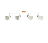 Lorel - Matt White & Wood Detail 4 Way Adjustable Ceiling Spotlight