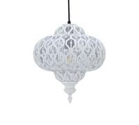 White Moroccan Fretwork Design Ceiling Light Shade, Easy Fit Pendant Lightshade, Height 30cm, Diameter 28cm