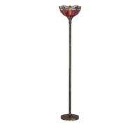 First Choice Lighting Lysa - Red Tiffany Dragonfly 167Cm Uplighter Floor Lamp