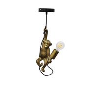 Gold & Black Monkey Ceiling Pendant Light, Height Adjustable, LED Compatible, Retro Animal Lighting