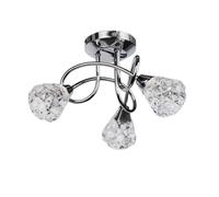 First Choice Lighting Oto - Chrome with Clear Textured Glass 3 Light Flush Ceiling Light in Silver First Choice Lighting Silver