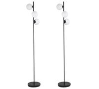 First Choice Lighting Pair of Black Floor Lamp with Opal Globe Shades First Choice Lighting Black
