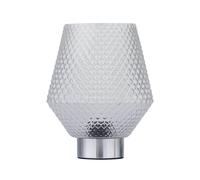 Battery Operated Table Lamp or Bedside Light, Chrome with Clear Textured Glass, 2W S14 Bulb Included, 20cm Height