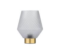 First Choice Lighting Porter - Battery Operated Satin Brass Lamp with Clear Textured Glass in Gold First Choice Lighting Gold