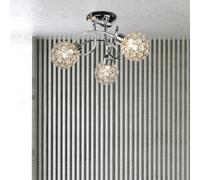 First Choice Lighting Reno - Chrome Clear Jewelled Glass 3 Light Flush Ceiling Light in Silver First Choice Lighting Silver
